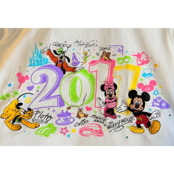 Disney World Sweatshirt Hoodie Large 2011 Mickey Minnie Goofy Pluto Embroidered - Picture 6 of 12